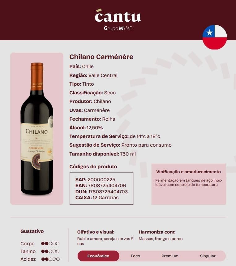 Chilano Vinho Chileno Tinto Carmenere 750Ml - Imagem 4